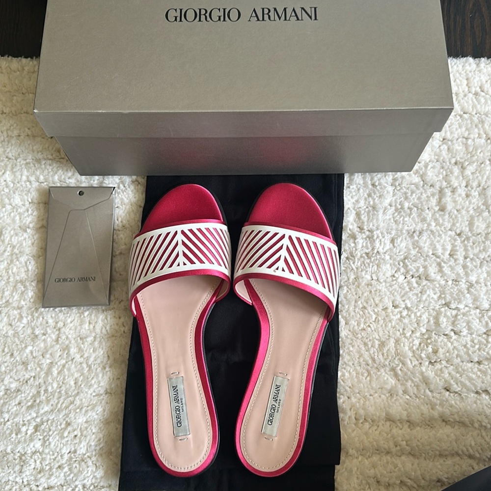 Giorgio Armani pink Bianco + coral sandals size 38 1/2